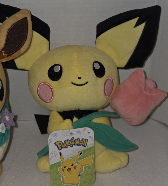 Pokemon 8 Inch Spring Plush Eevee, Pikachu, Pichu
