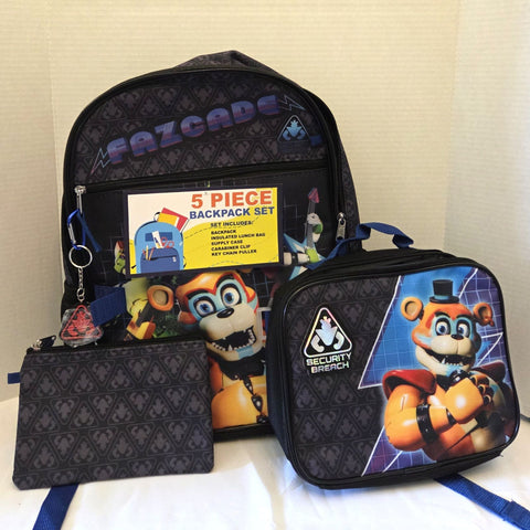 FNAF Five Nights At Freddy's Backpack Lunch Bag Set