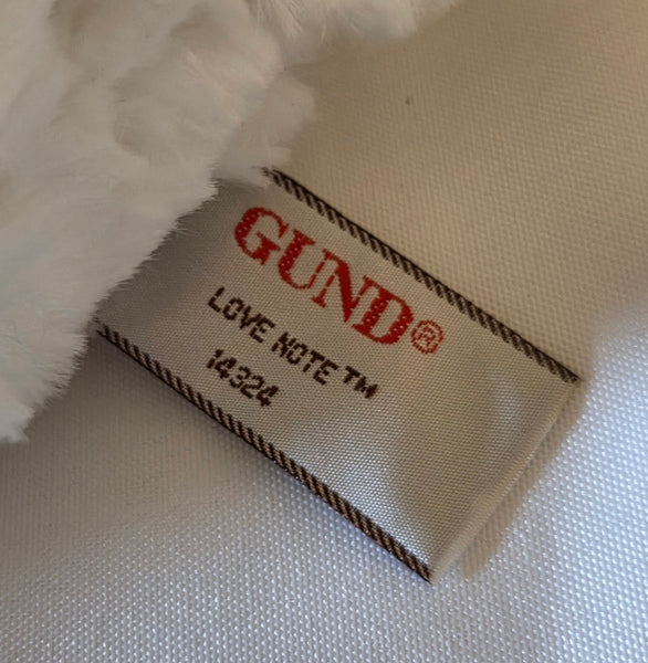 Gund 8 Inch Plush White Dog Love Note Used