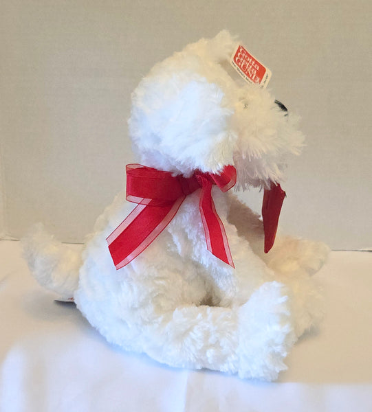 Gund 8 Inch Plush White Dog Love Note Used
