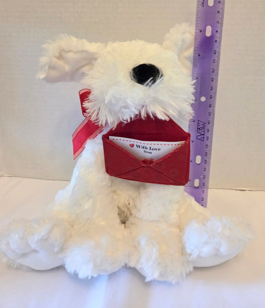 Gund 8 Inch Plush White Dog Love Note Used